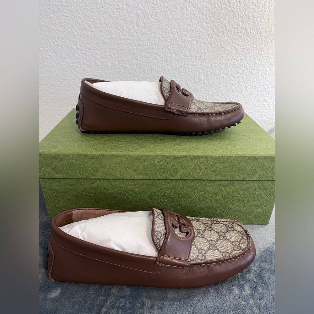 Brand New Gucci Men’s GG Supreme Clove Calf Soft Loafers Brown Size 7 (US 7.5) - Picture 5 of 10